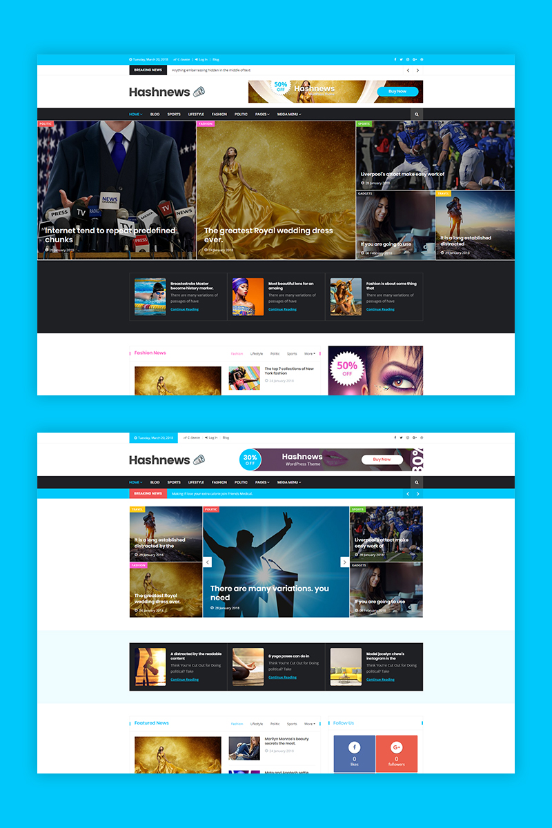 Tema De WordPress "HashNews - Magazine & Newspaper" #68586