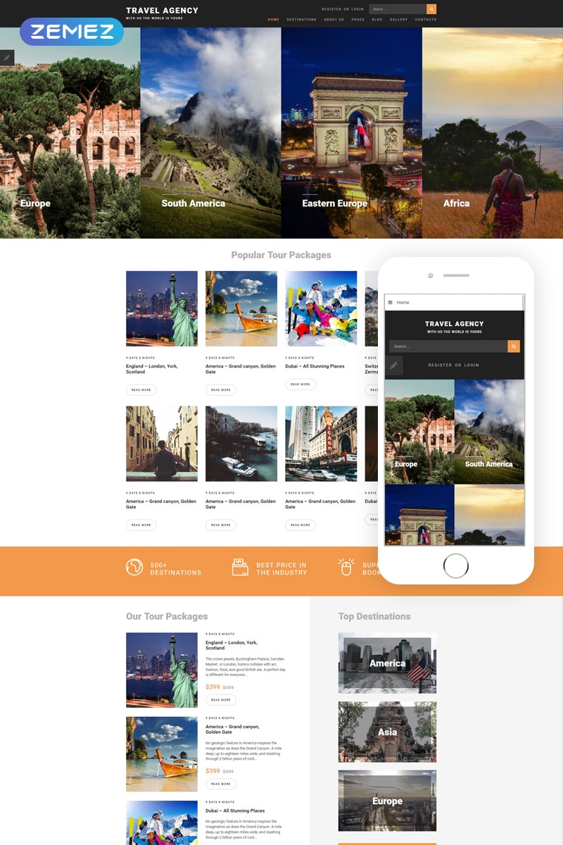 Template Joomla Responsive #68575 "Travel Agency" - screenshot