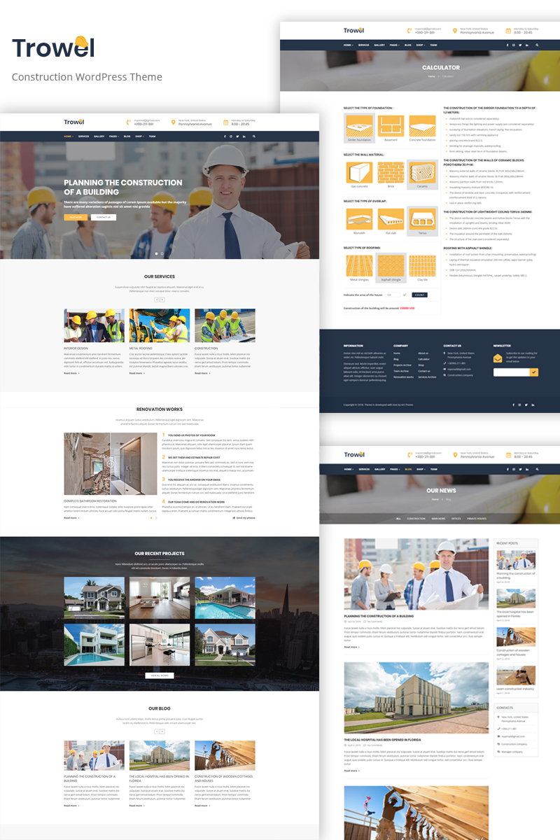 WordPress Theme namens "Trowel - Construction" #68545