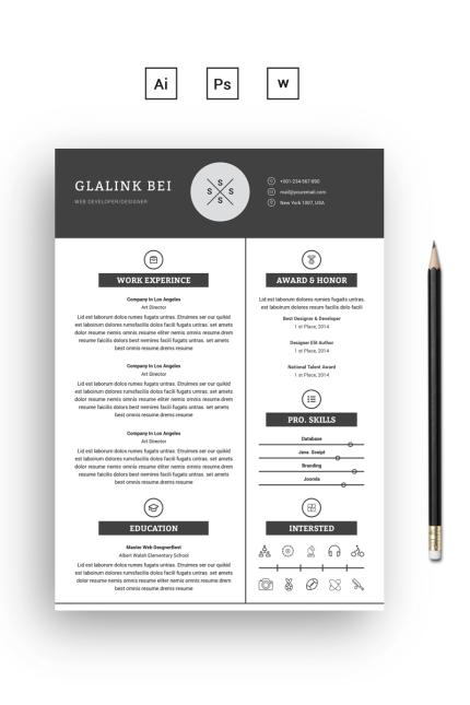 Kit Graphique #68647 Resume Template Web Design - Logo template Preview