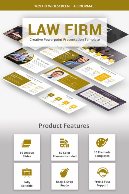 Template #68684 Gavel Lawpowerpoint Webdesign Template - Logo template Preview