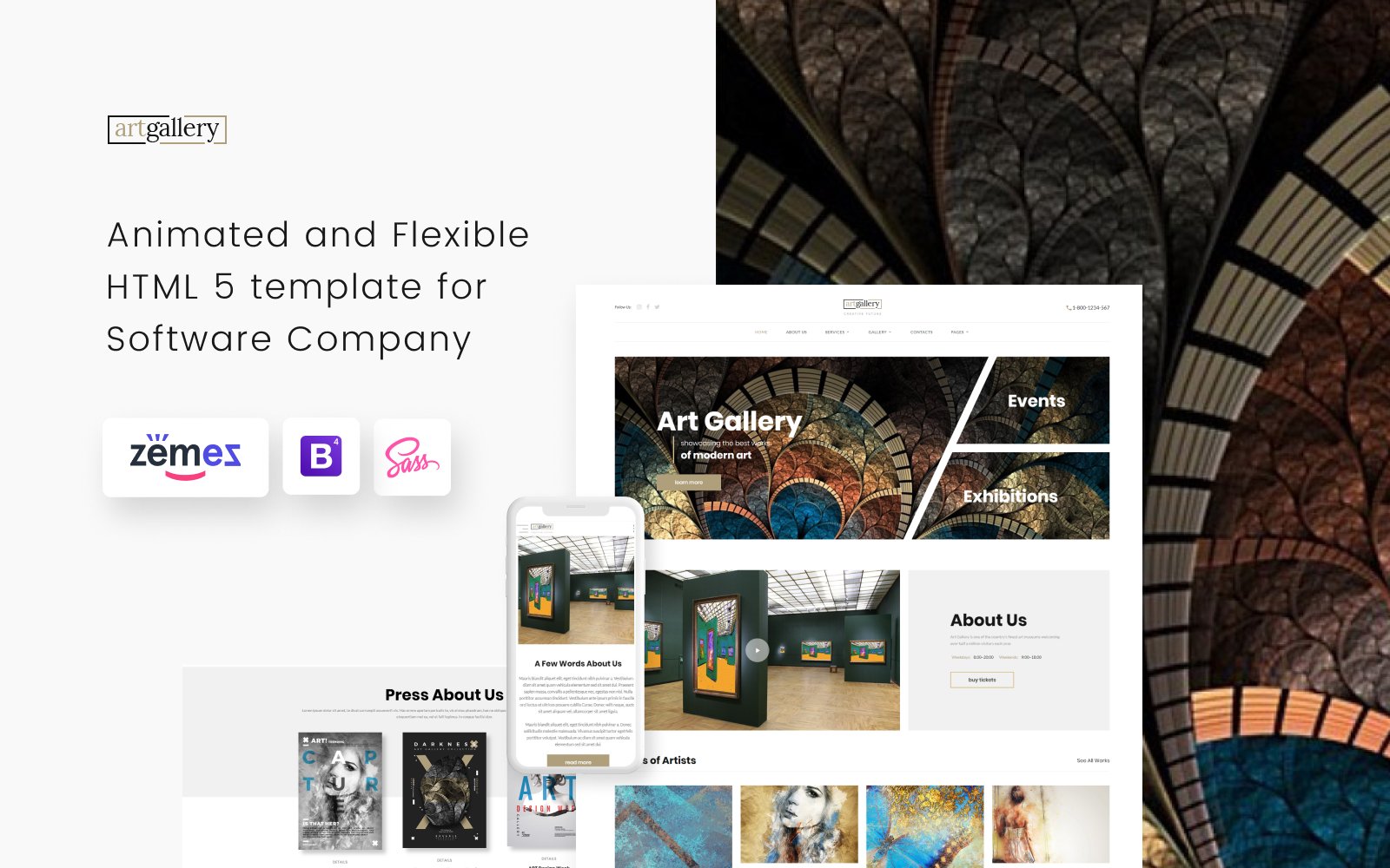 "Art Gallery Multipage HTML5" Responsive Website template №68655