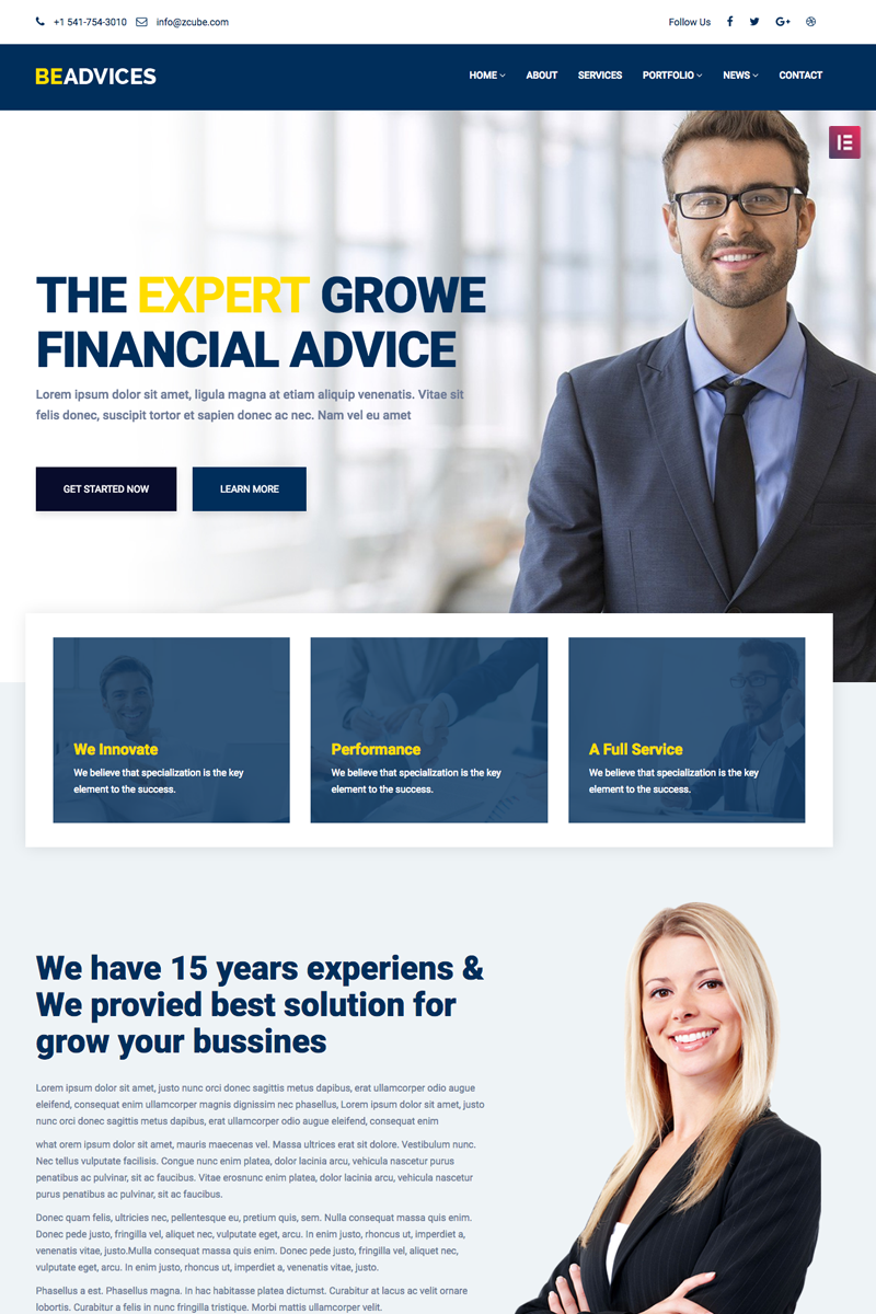 Beadvicese - Business and Financial WordPress Theme - screenshot