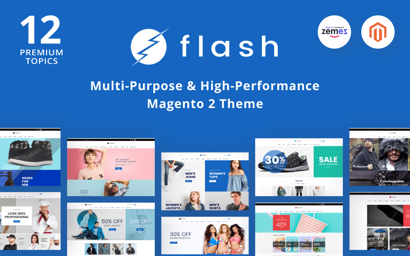 "Flash - Multi-Purpose & High-Performance" Responsive Magento Thema №68618