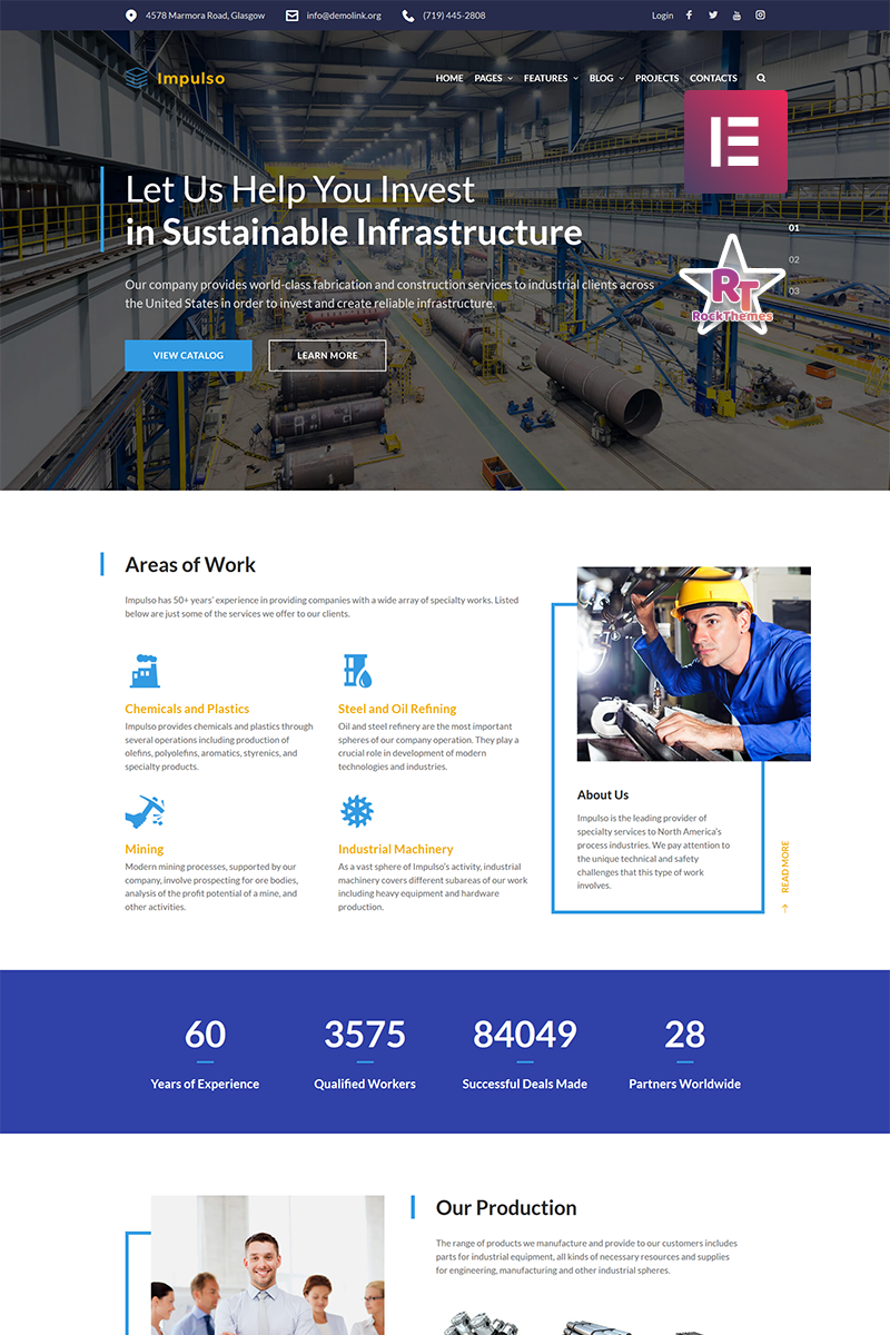 Impulso - Industrial Company Elementor Tema WordPress №68682 - captura de tela