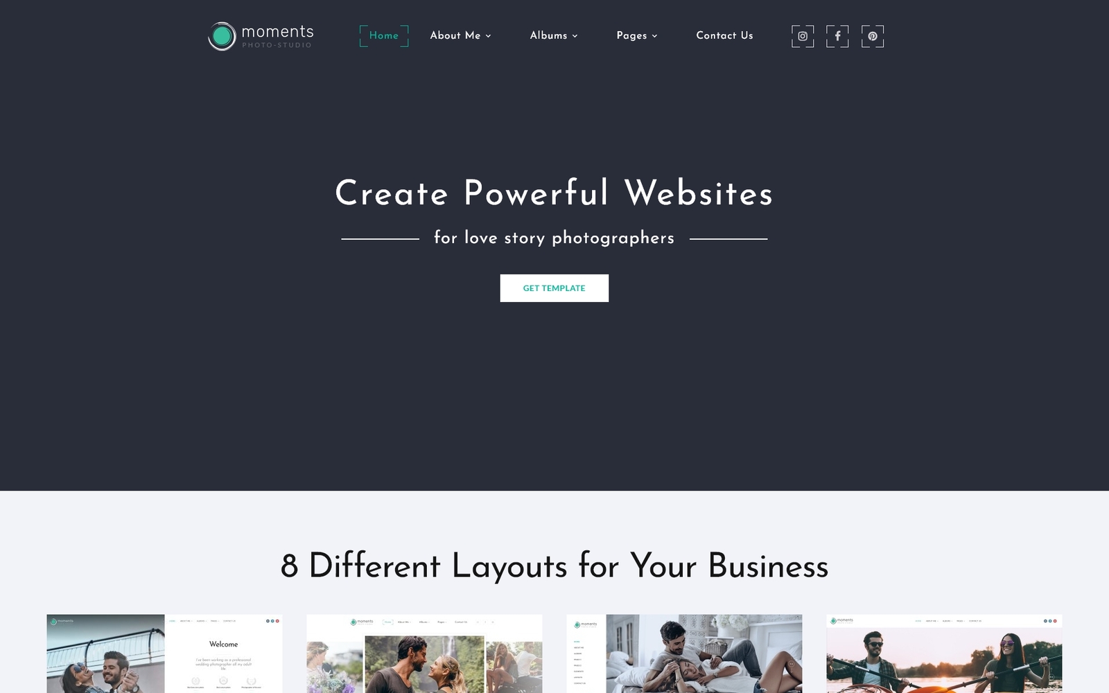 "Moments - Photographer Portfolio Multipurpose" - адаптивний Шаблон сайту №68692