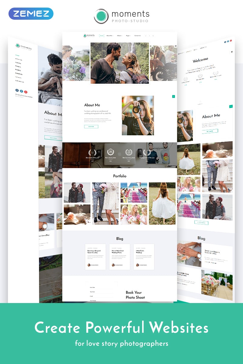 Template Siti Web Responsive #68692 "Moments - Photographer Portfolio Multipurpose"
