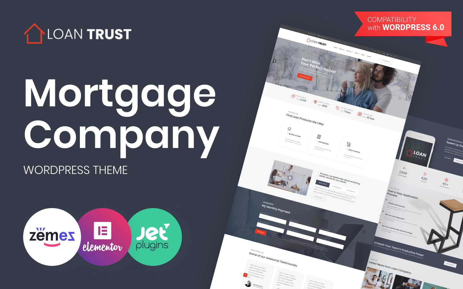 Loan Trust - Mortgage Company WordPress Elementor Theme WordPress Theme