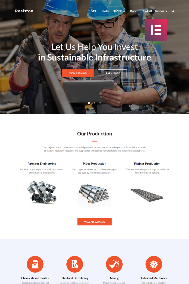 Resiston - Industrial Company WordPress Elementor Theme