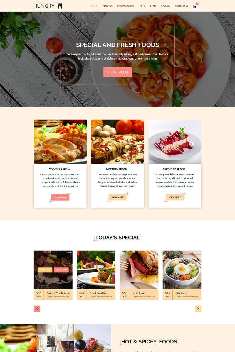 HUNGRY - Restaurant Services PSD Template