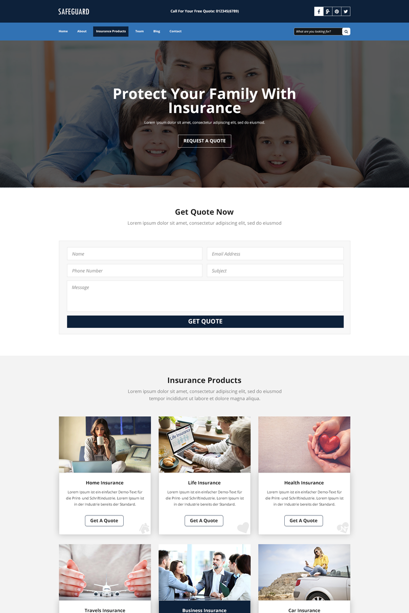SAFEGUARD for Insurance Services PSD Template