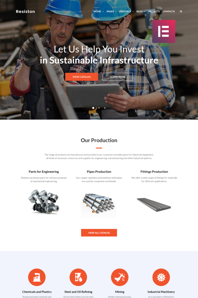 Resiston - Industrial Company Elementor WordPress Theme - screenshot