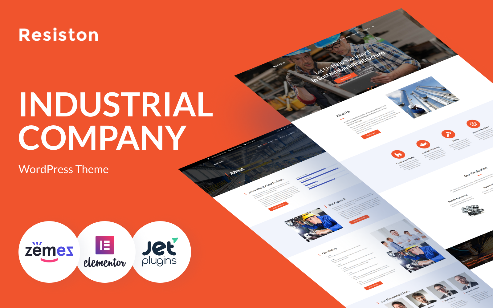 Tema De WordPress "Resiston - Industrial Company Elementor" #68707