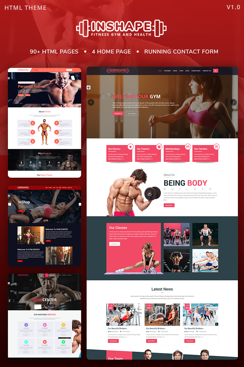 InShape: Gym, Body Building, Fitness Website Template