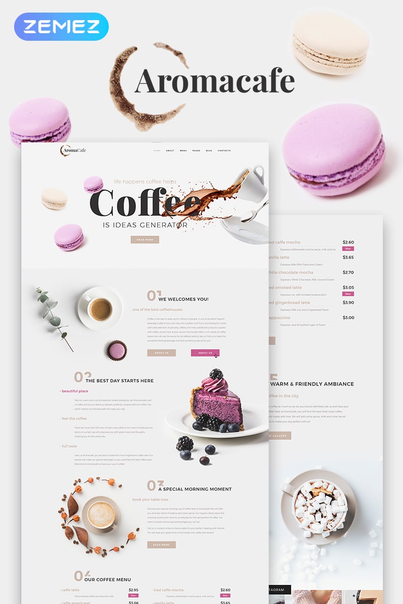 "Aromacafe - Coffee Shop Elementor" 响应式WordPress模板 #68842
