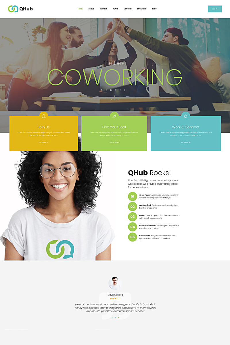Responsywny motyw WordPress Qhub - Coworking and Office Space #68818 - zrzut ekranu