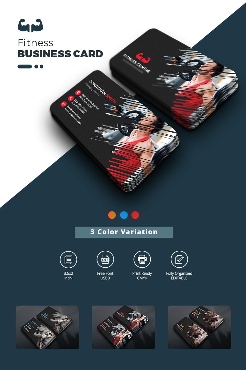 Fitness Business Card Corporate Ideny Template 68960 Fitness Business Card Corporate