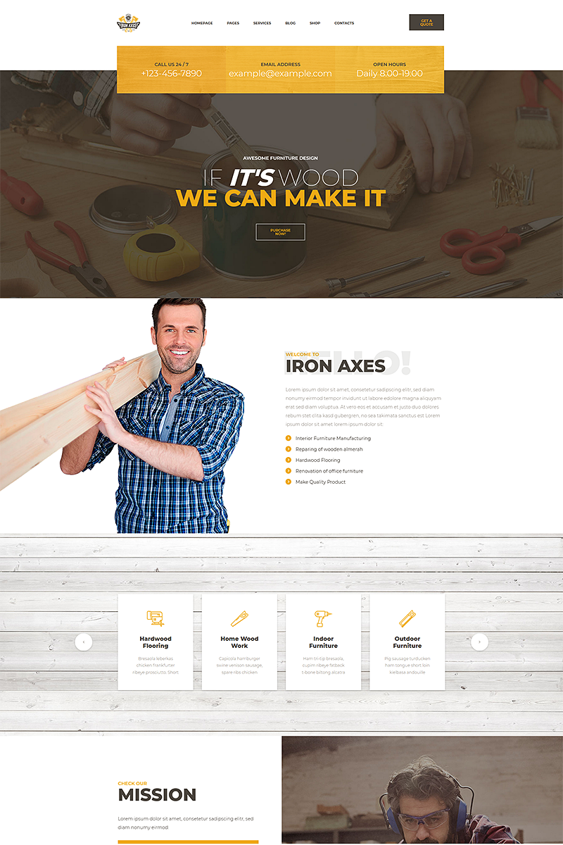 "IronAxe Carpentry and Woodwork" modèle web adaptatif #68901 - screenshot