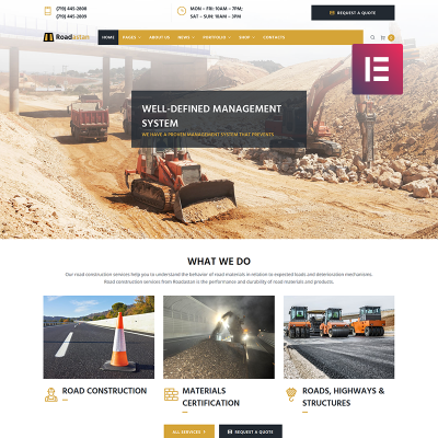 Roadastan - Elementor WordPress Theme für Baufirma #68939