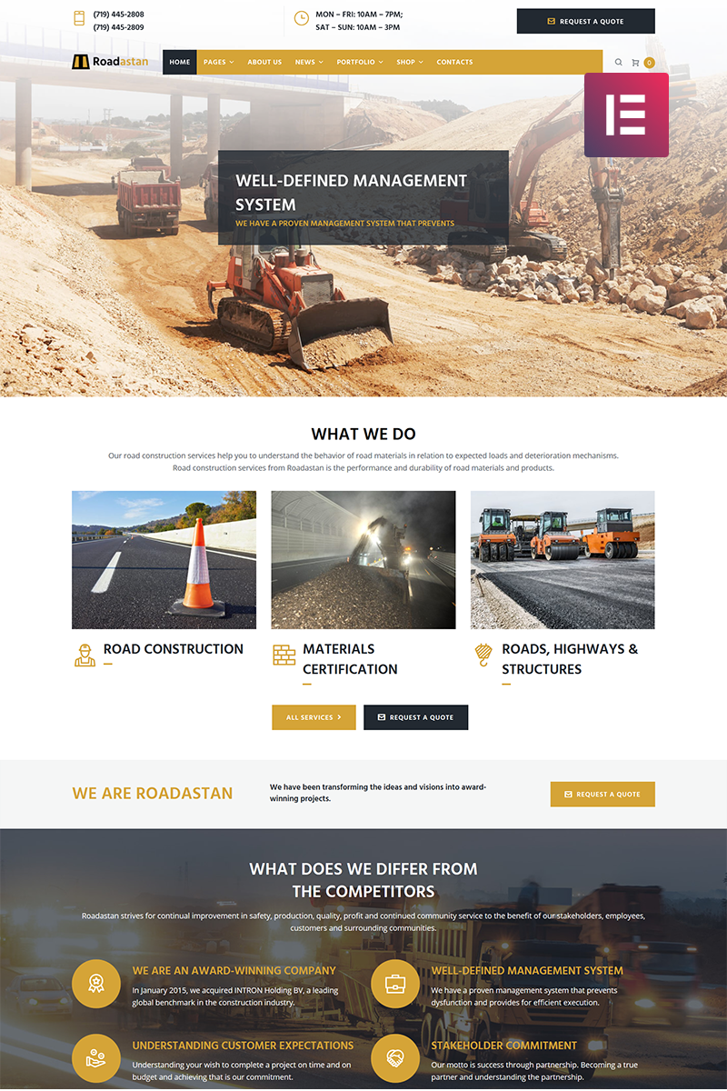 Roadastan - Road Construction Elementor №68939 - скриншот