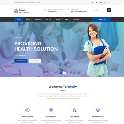 Sensiv - Responsive Health And Medical modèle web Bootstrap