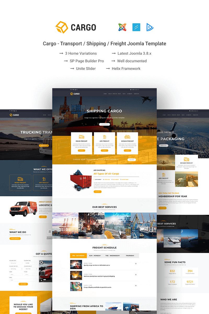 "Cargo - Transport / Shipping / Freight" - адаптивний Joomla шаблон №69018