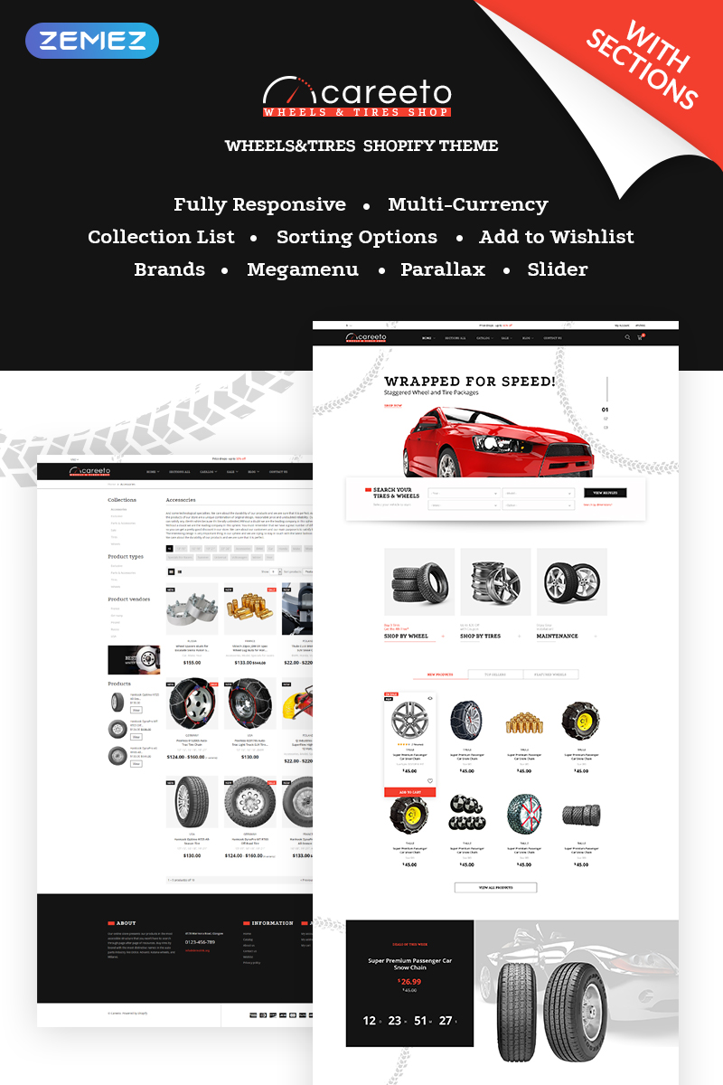 Modello Shopify Responsive #69062 "Careeto - Fancy Car Parts Online Store" - screenshot
