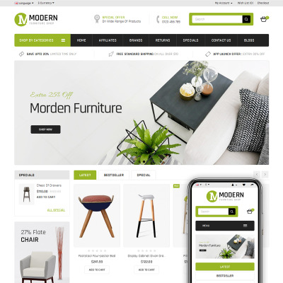 Modern Furniture Store Opencart Şablon #69063