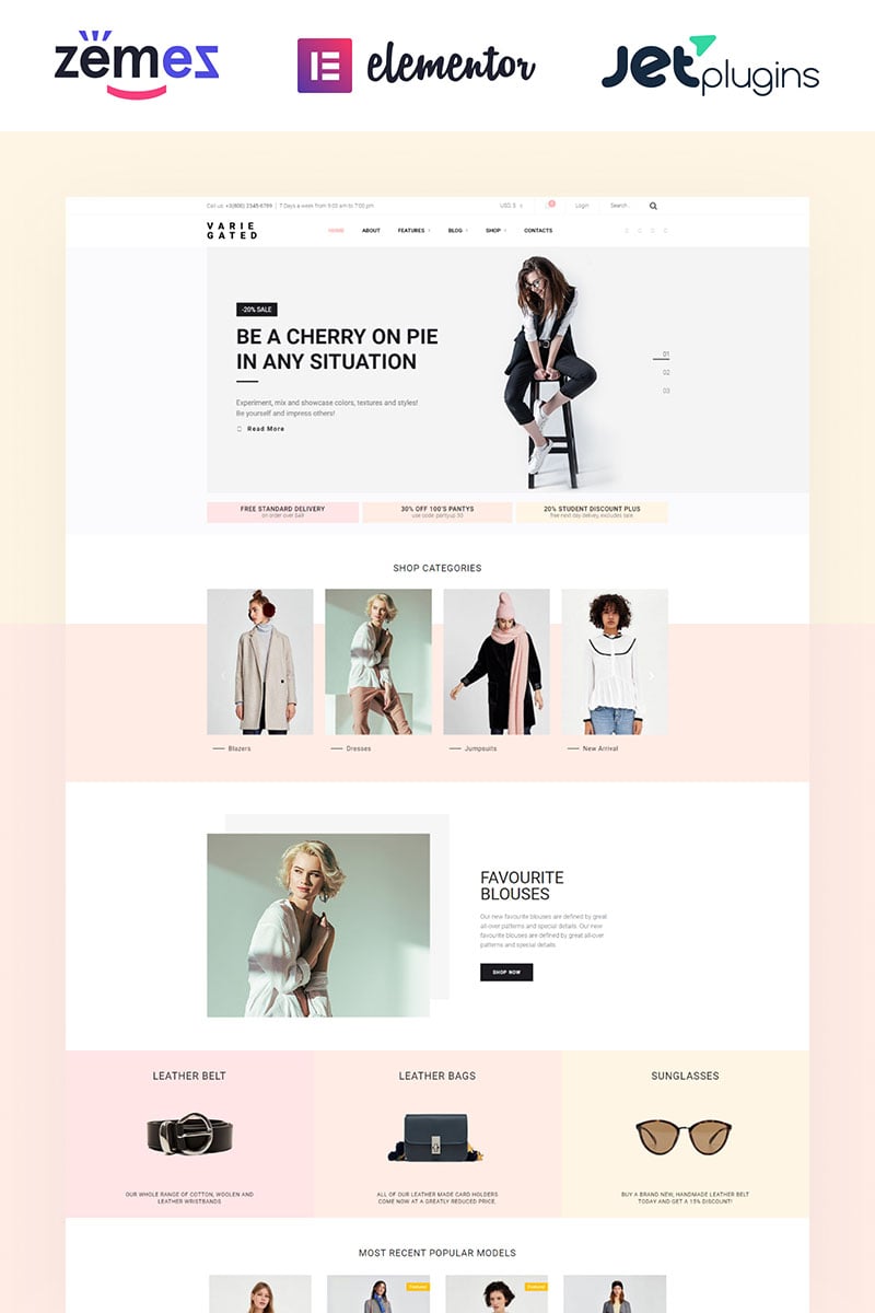 WooCommerce Theme namens "Varie Gated - Fashion Online Store Elementor" #69021