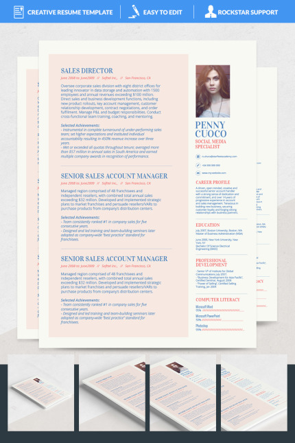 Template #69111 Resume Word Webdesign Template - Logo template Preview