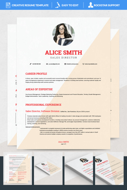 Template #69112 Resume Word Webdesign Template - Logo template Preview