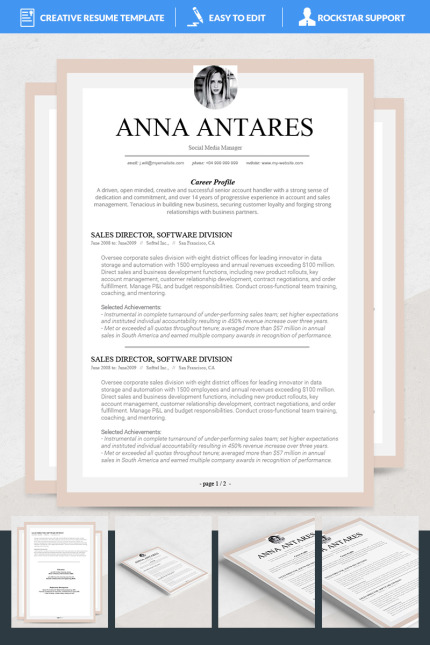 Template #69115 Resume Word Webdesign Template - Logo template Preview