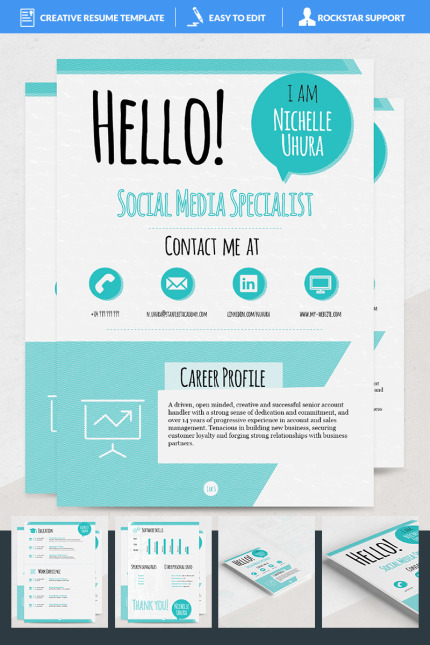 Template #69124 Resume Word Webdesign Template - Logo template Preview