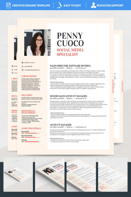 Template #69137 Resume Word Webdesign Template - Logo template Preview