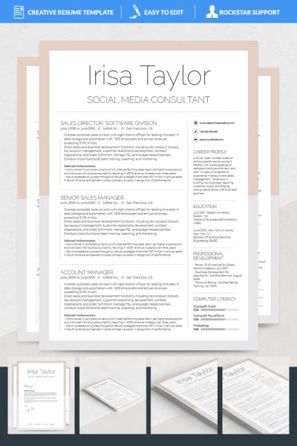 Template #69138 Resume Word Webdesign Template - Logo template Preview