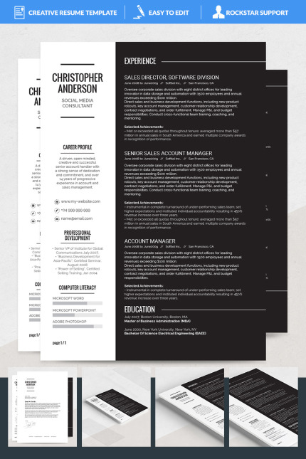 Template #69163 Resume Word Webdesign Template - Logo template Preview