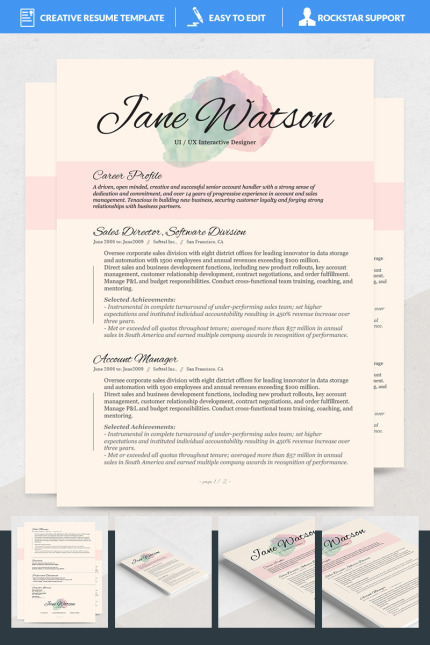 Template #69164 Resume Word Webdesign Template - Logo template Preview