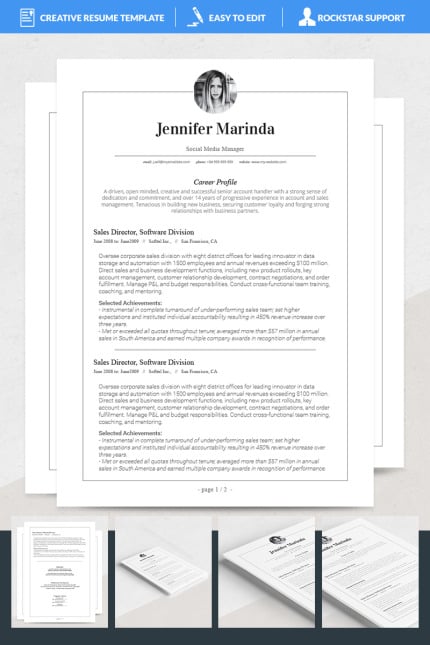 Template #69180 Resume Word Webdesign Template - Logo template Preview