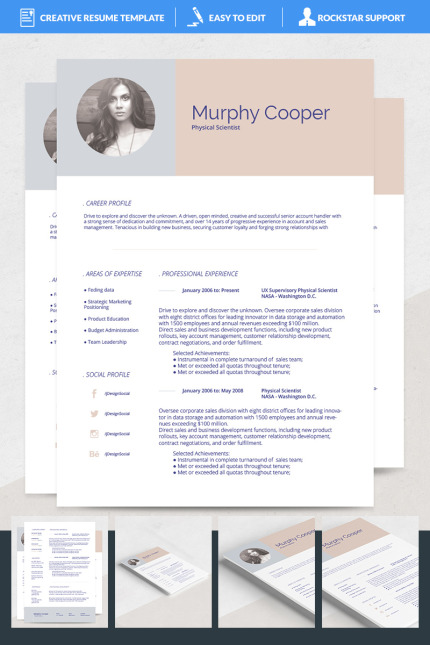 Template #69184 Resume Word Webdesign Template - Logo template Preview