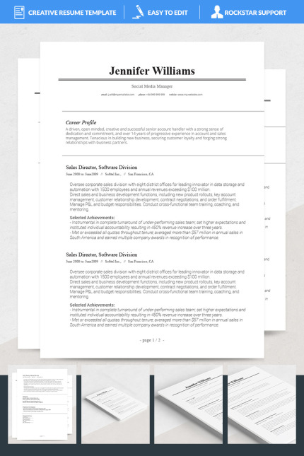 Template #69193 Resume Word Webdesign Template - Logo template Preview