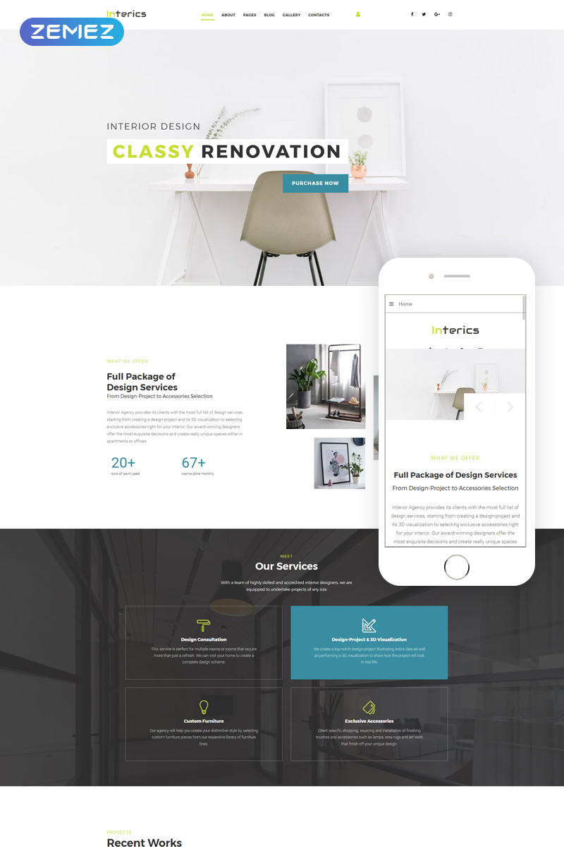 Modello Joomla Responsive #69128 "Interics - Interior Design"