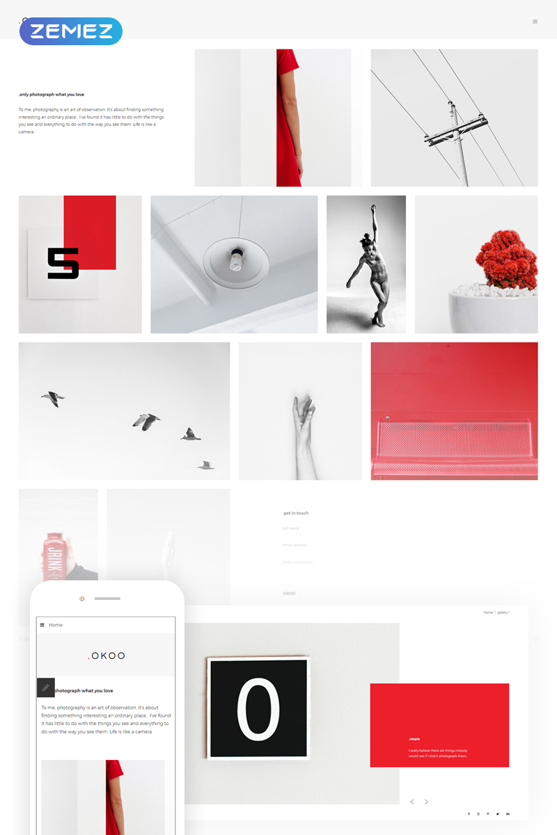 ".OKOO - Photographer Portfolio" Responsive Joomla Template №69113