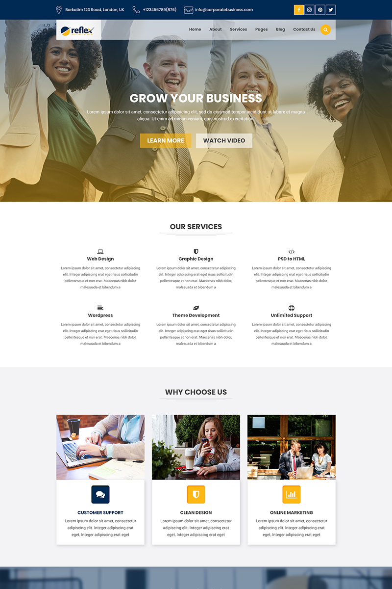 Reflex - Corporate Business and Agency PSD Template