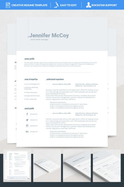 Template #69233 Resume Word Webdesign Template - Logo template Preview