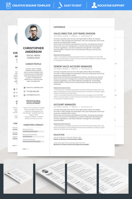 Template #69235 Resume Word Webdesign Template - Logo template Preview