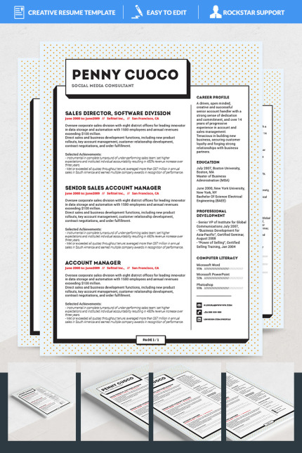 Template #69236 Resume Word Webdesign Template - Logo template Preview