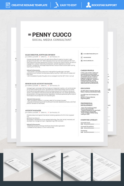 Template #69239 Resume Word Webdesign Template - Logo template Preview