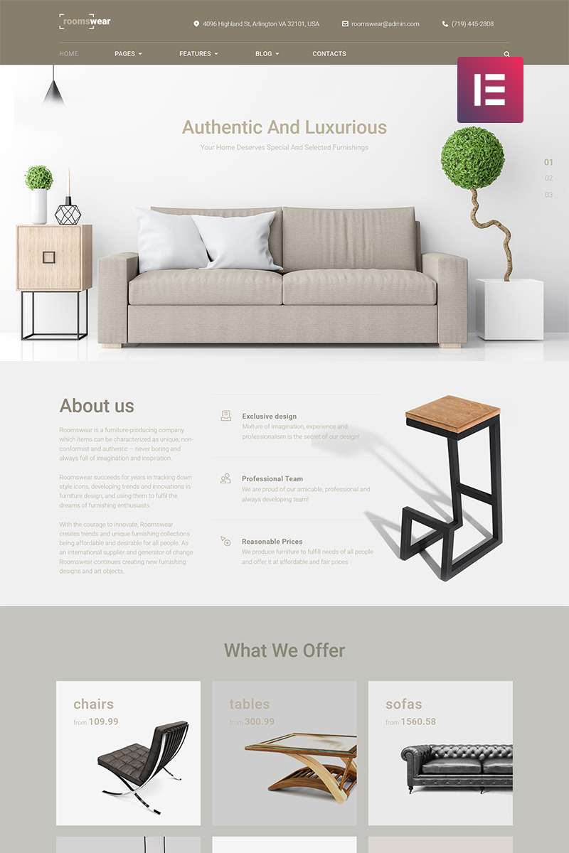 Roomswear - Furniture WordPress Elementor Theme