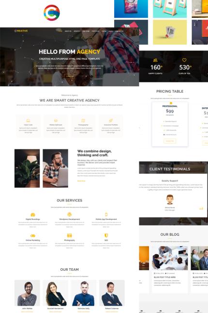 Website Template 69256 One Page Html Custom Website Design Template 69256 Page Html Agency Business Creative Corporate