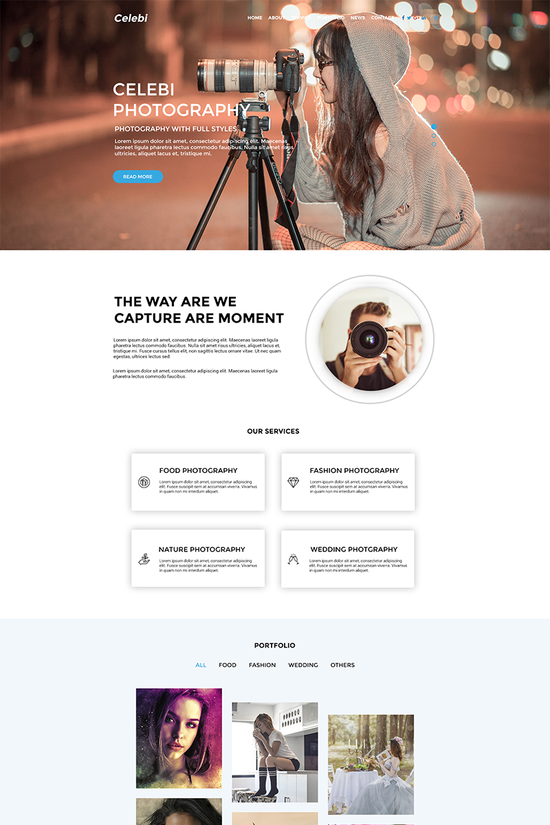 "Celebi - Professional Photography Website" - PSD шаблон №69266